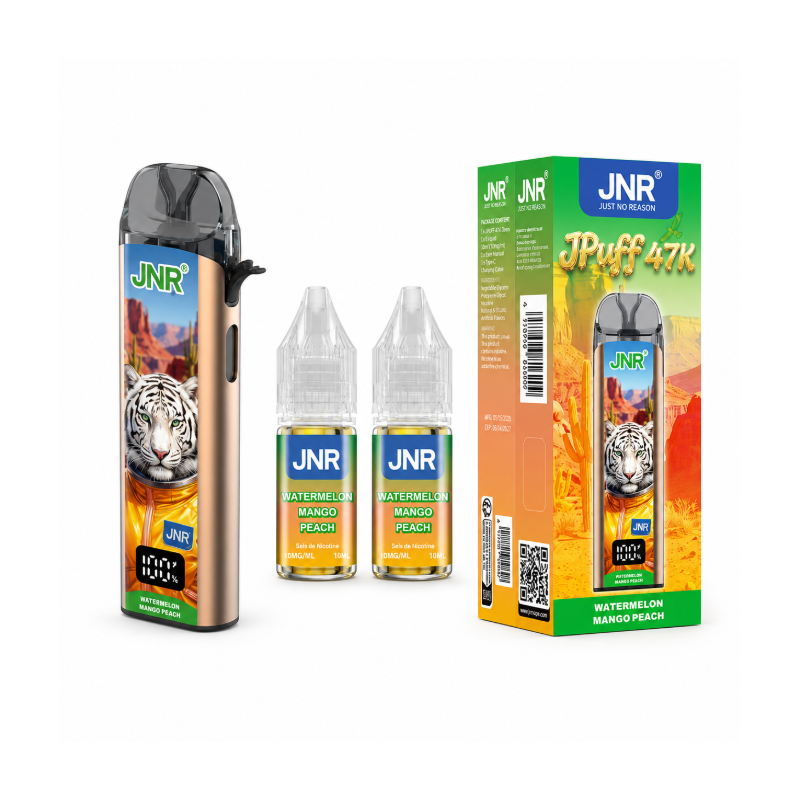 Puff JNR JPuff 47K 900mAh avec 2 E-liquides 10ml 20mg - Watermelon Mango Peach | DoctorVape