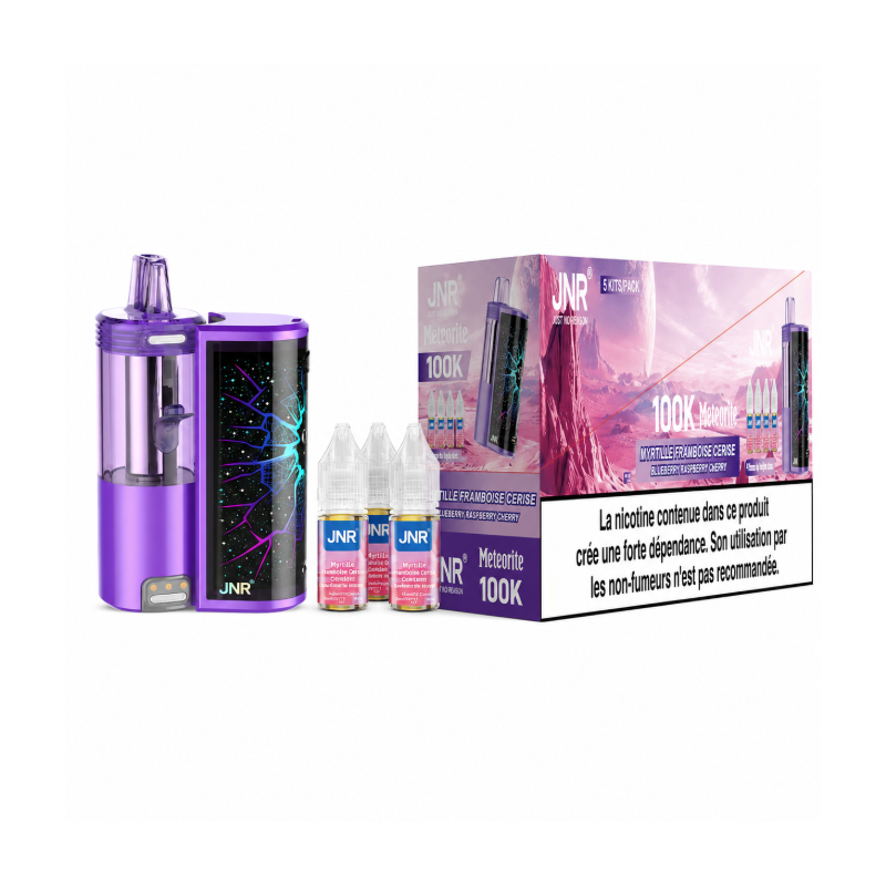 Puff JNR Meteorite 100K 1200mAh avec 4 E-liquides 10ml 20mg - Blueberry Raspberry Cherry | DoctorVape