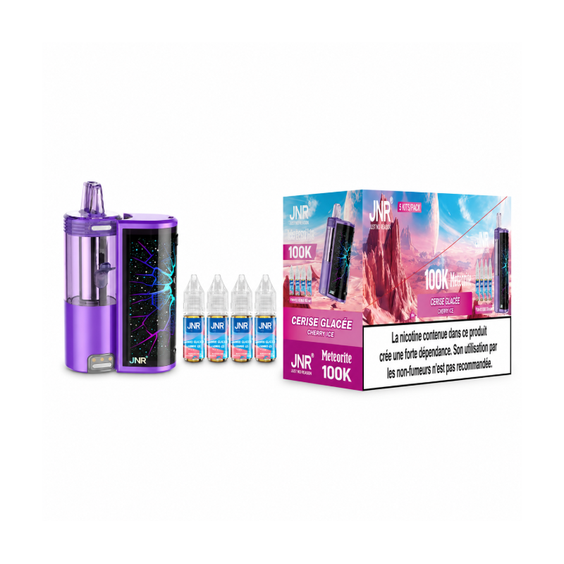 Puff JNR Meteorite 100K 1200mAh avec 4 E-liquides 10ml 20mg - Cherry Ice | DoctorVape