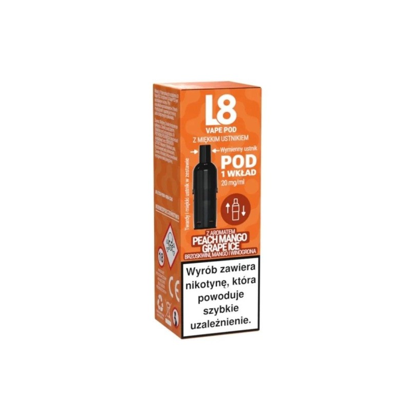 L8 Vape 800 Puff Disposable Pod 20mg Peach Mango Grape Ice | DoctorVape