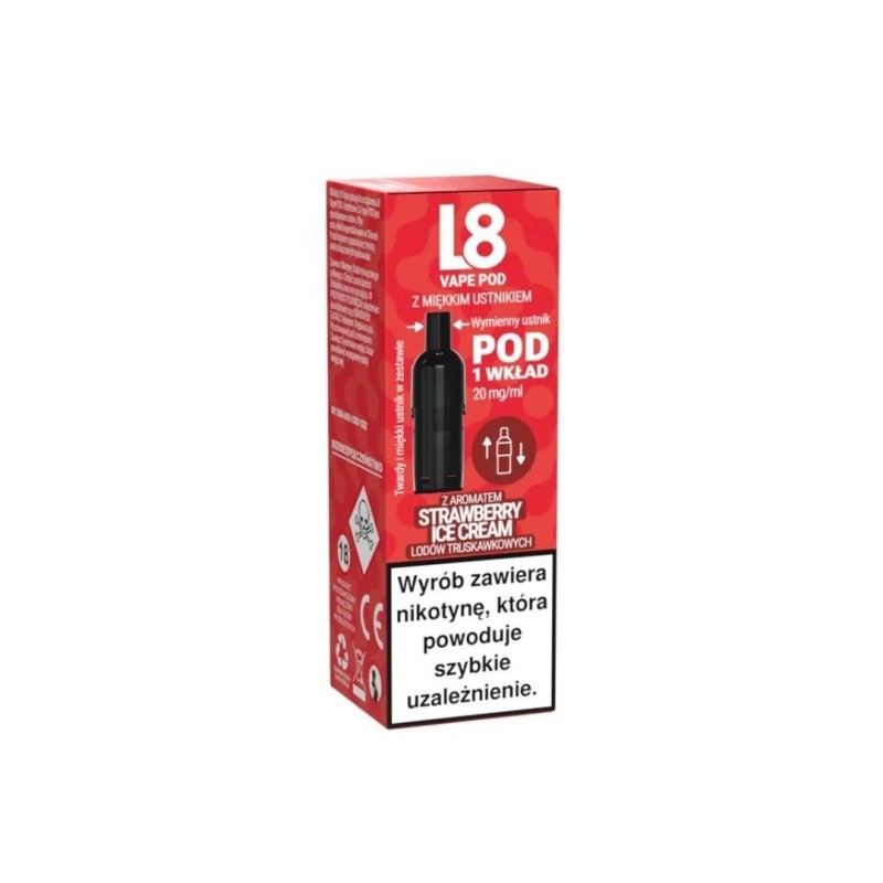 Cartouche L8 Vape 800 bouffées 20mg Fraise Glace | DoctorVape