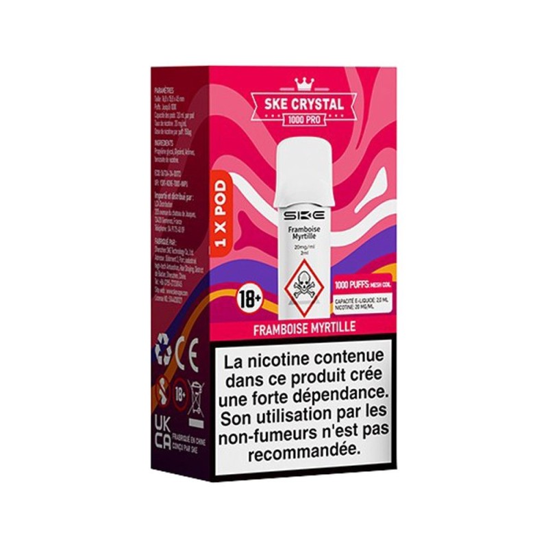 Cartouche SKE Crystal 1000 Pro 20mg Framboise Myrtille | DoctorVape
