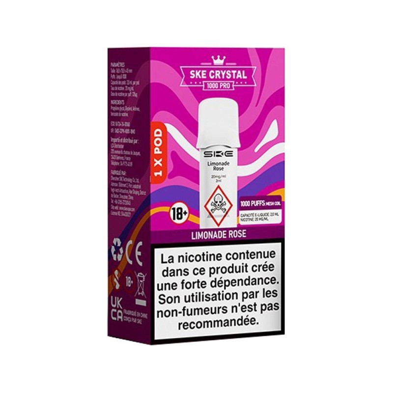 Cartouche SKE Crystal 1000 Pro 20mg Limonade Rose | DoctorVape
