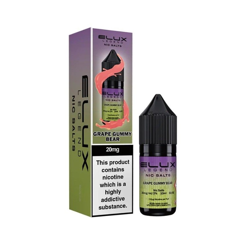 Liquid Elux Legend Nic Salts 10ml 20mg Grape Gummy Bear